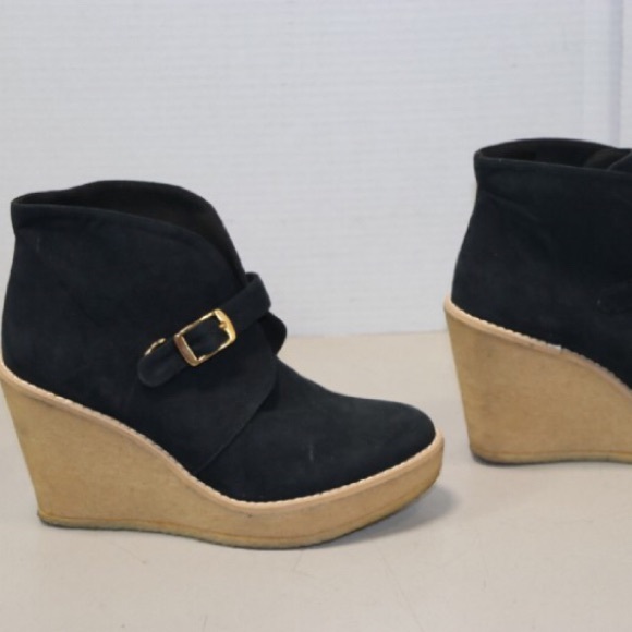 Stella McCartney Blk Platform Wedge Boots Size 5.5 - Picture 5 of 8